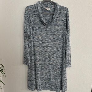 LOFT Gray Cowl Neck Long Sleeve Sweater Dress